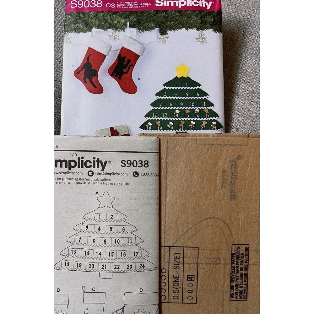 Simplicity‎ Pattern S9038 Christmas Craft Pet Stockings Tree Uncut FF New